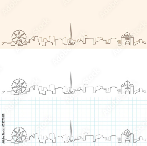 Melbourne Hand Drawn Skyline