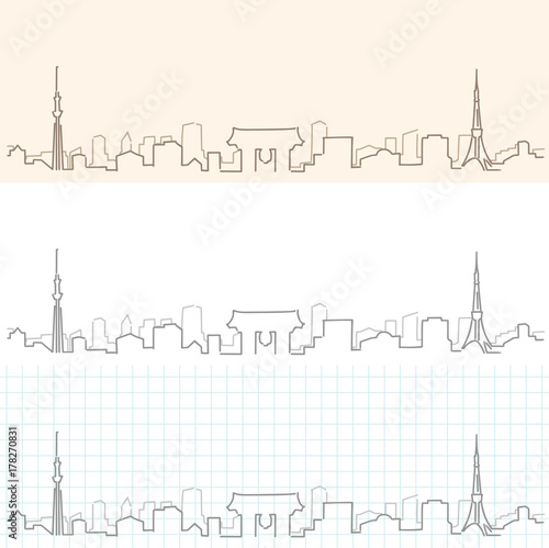 Tokyo Hand Drawn Skyline