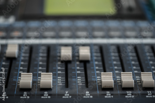 Analogic Sound Mixer. Professional audio mixing console radio and TV broadcasting © ronedya
