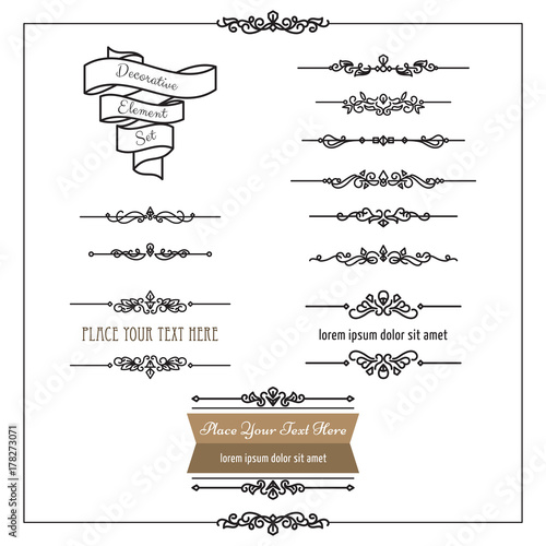 Decorative Divider & Frame Element Set. For any purpose of your designs such us certificate, invitation, print designs, web designs, etc.