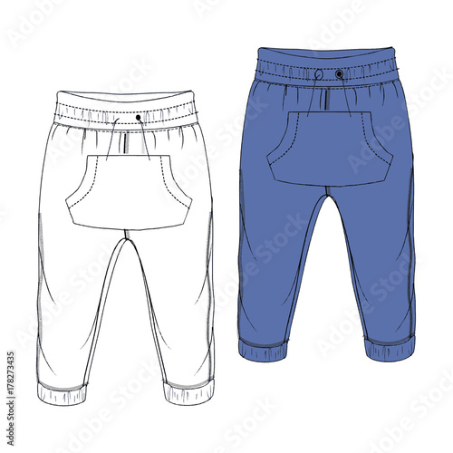 boys clothes flat sketch template isolated