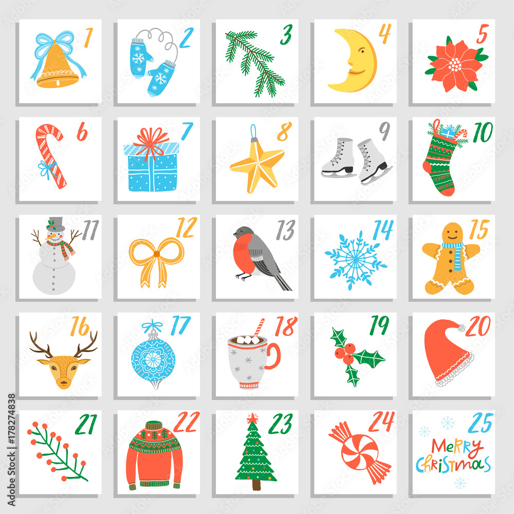 Vector Christmas advent calendar Vector Christmas advent calendar
