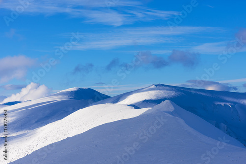 Winter landscape with mountain range