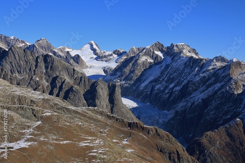 Fiescher glacier, view from mount Eggishorn, Switzerland. photo