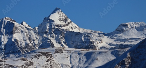 Mountain peaks in Valais Canton, Switzerland. View from Riederalp. © u.perreten