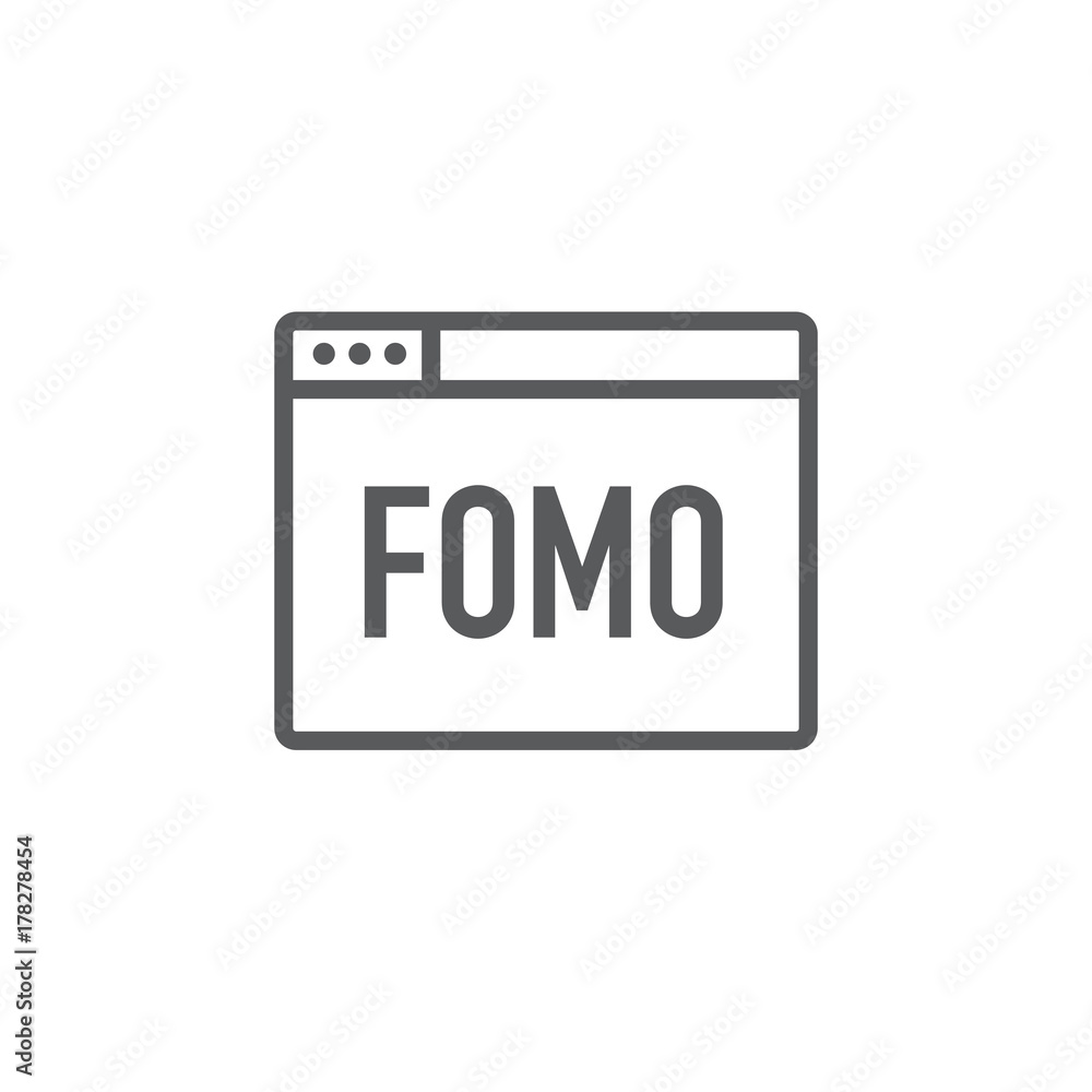 FOMO Icon - Fear of Missing Out Trendy Modern Acronym - Social Media FOMO Icon - Fear of Missing Out Trendy Modern Acronym - Social Media