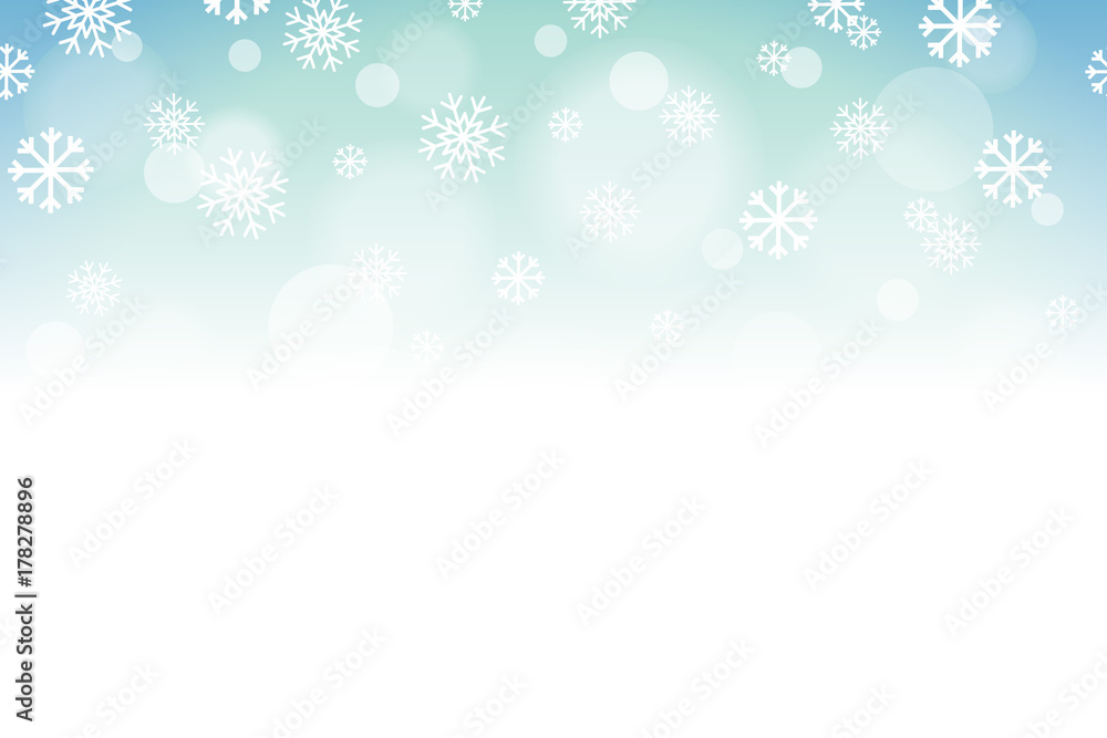 Blue Soft Focus Snow Vector Repeating Horizontal Background 1