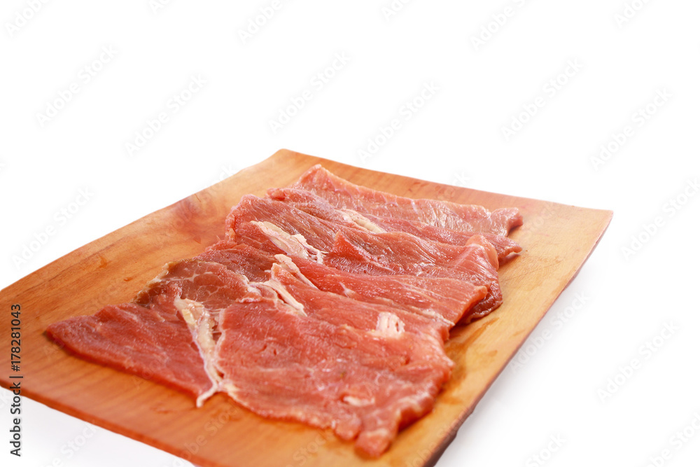 Food Photography. Raw Sukiyaki Meat