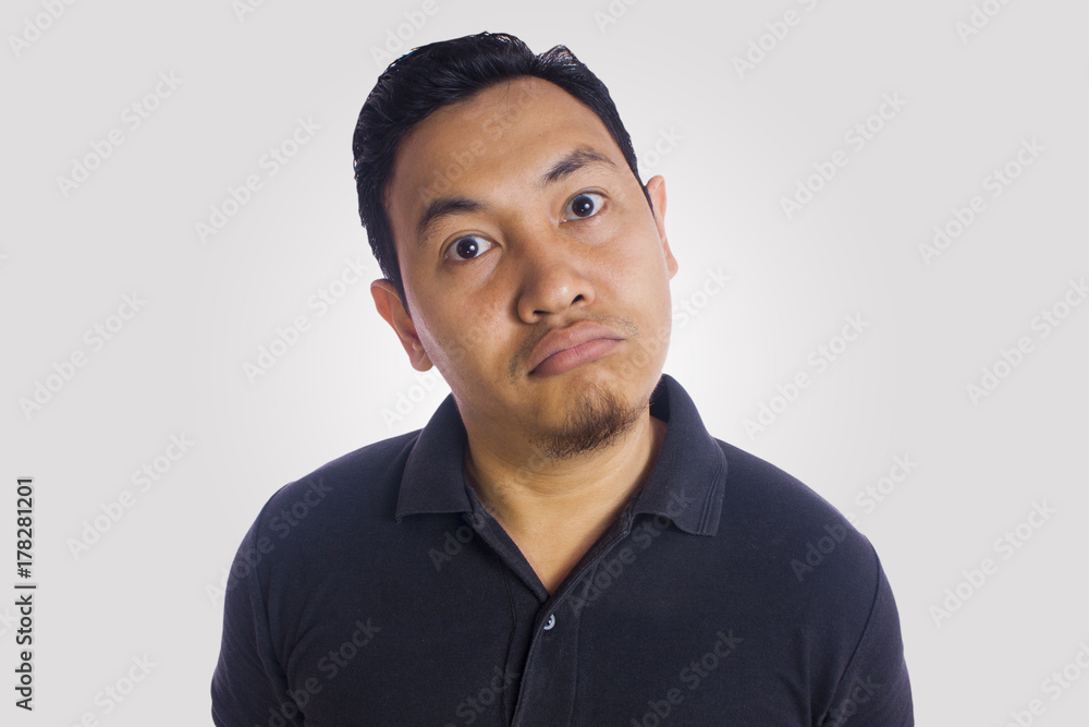 Funny Asian Man Close Up Angry Expression Funny Asian Man Close Up Angry Expression