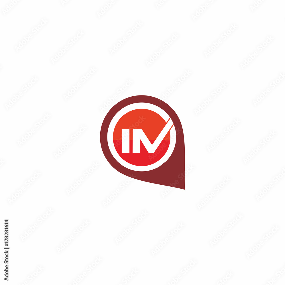 I N Letter Pin Logo Vector I N Letter Pin Logo Vector
