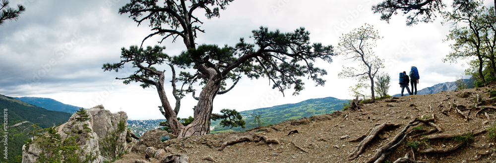 Tourists in the mountains
