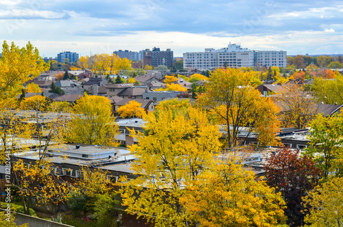 Canvas Print Buildings in Cote Saint-Luc in fall, Canada