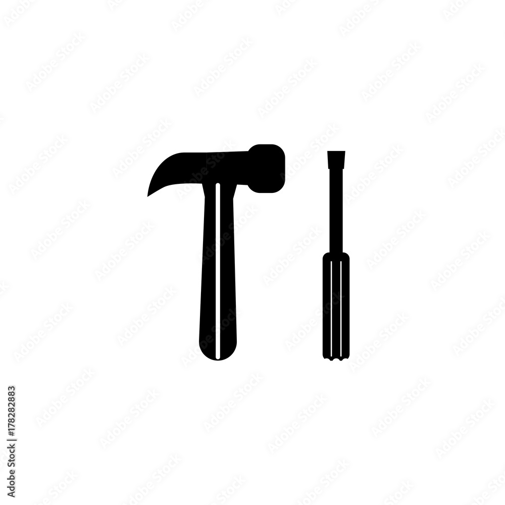 Screwdriver and hammer icon vector Screwdriver and hammer icon vector