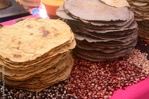 Mexican traditional corn huge tortilla for Tlayuda, an ethnic food from Oaxaca state