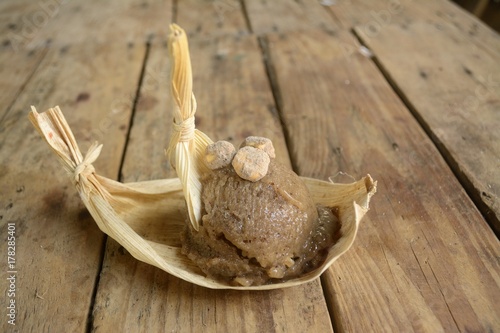 Exotic pinole ice cream from Mexico, an aztec corn based beverage made ice cream in a local market