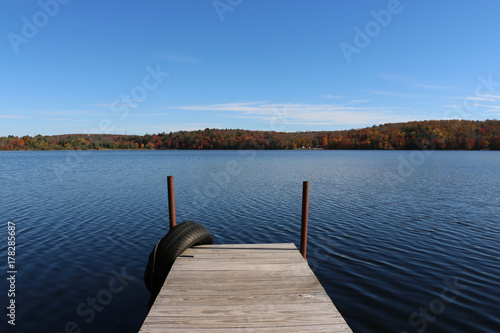 Dock on a Lake, Early Autumn View 1
