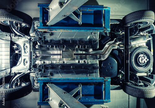 Car lifted on an elevator