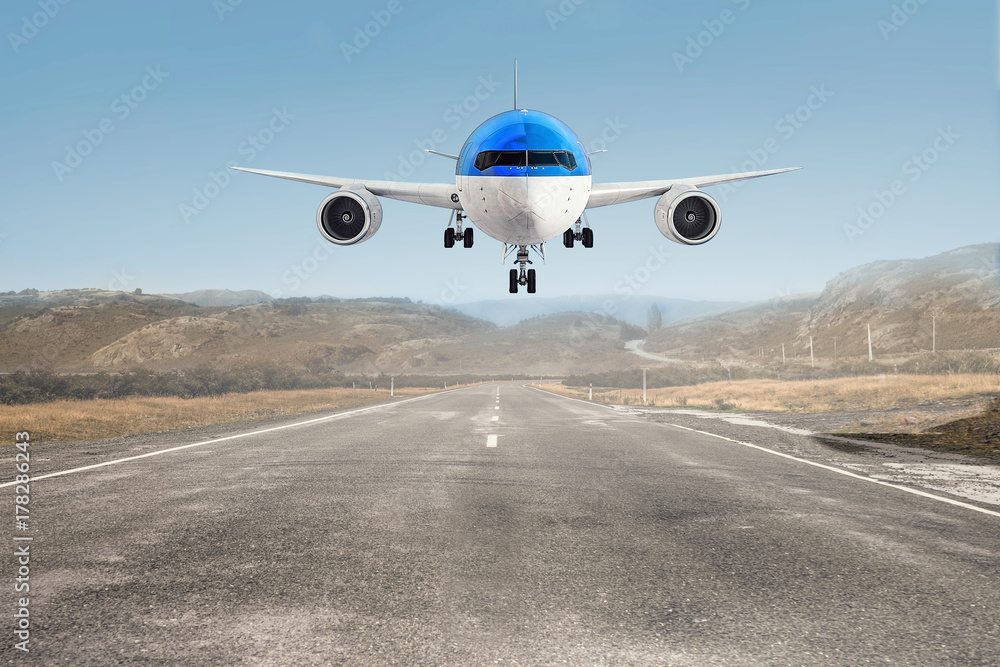 Airliner in sky. Mixed media Airliner in sky. Mixed media
