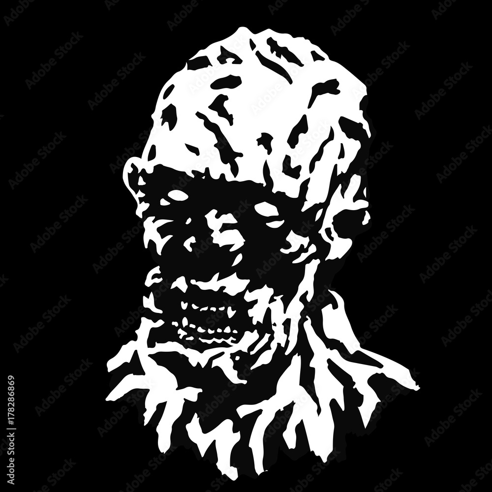 Fototapeta premium Angry ghoul vampire head with a torn face. Vector illustration.