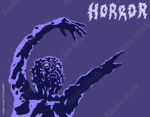 Scary monster reach out. Vector illustration.