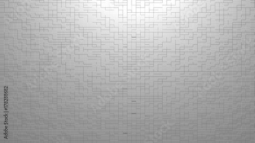 Abstract white-grey illustration, straight pattern of shaded rectangles.