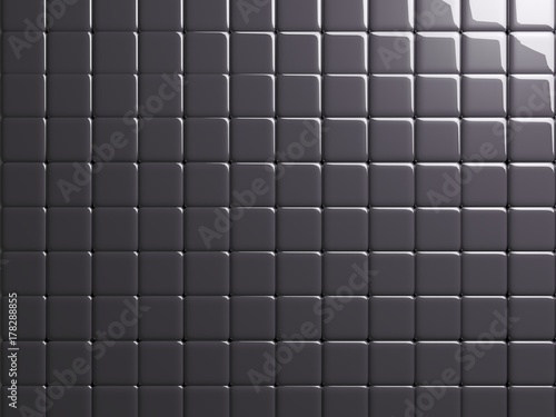 Glossy grey tile rendered texture.
