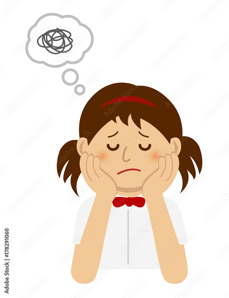 thinking / troubled / suffering teen woman illustration thinking / troubled / suffering teen woman illustration