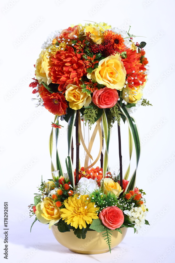 Bouquet of Artificial Flower Colorful, white background