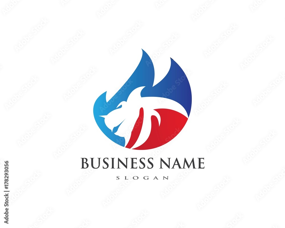 Obraz premium dragon flat color logo template