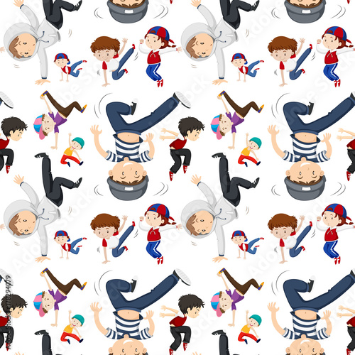 Seamless background template with kids dancing