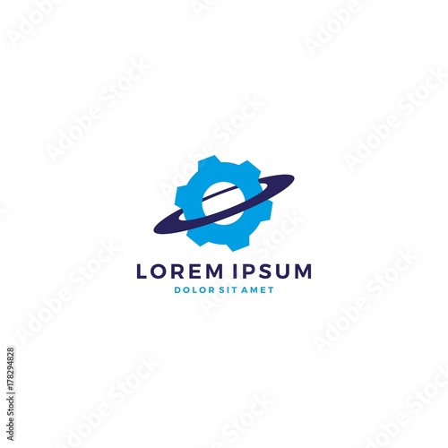 gear planet saturn engineering space logo vector icon template