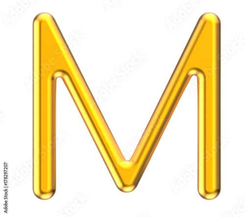 3D render metallic alphabet M