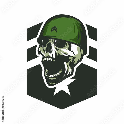 Fototapeta Naklejka Na Ścianę i Meble -  Skull army soldier crime vector design illustration