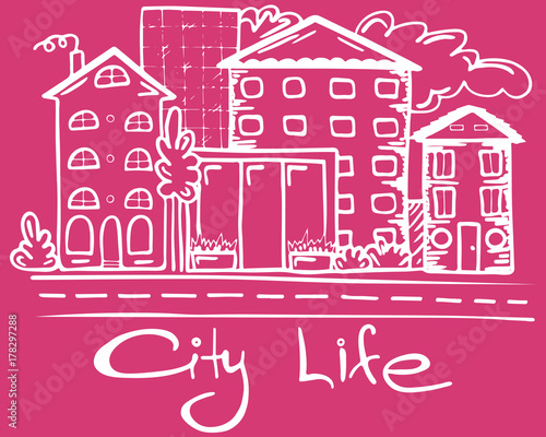  Cute illustration of city life.