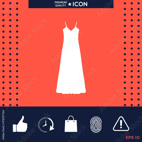 Long Dress, Evening dress, combination or nightie , the silhouette. Menu item in the web design