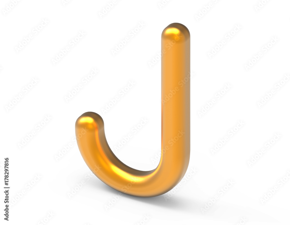 3D render metallic alphabet J 3D render metallic alphabet J