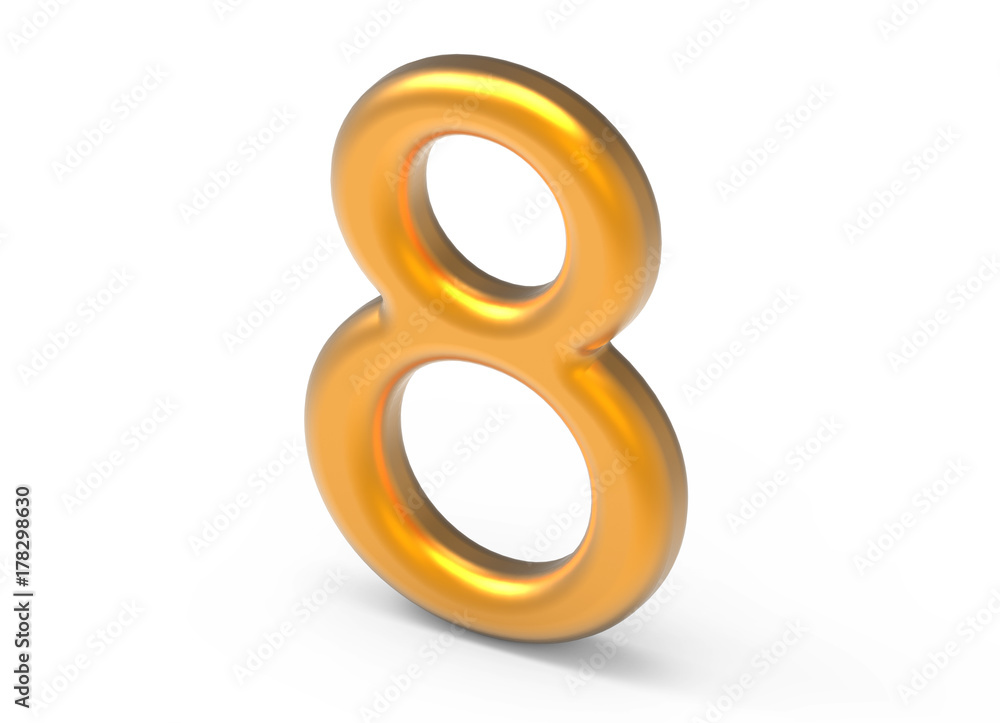 3D render golden number 8 3D render golden number 8