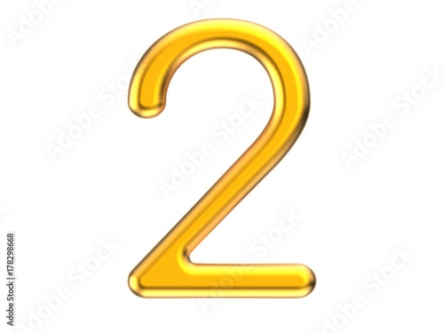 3D render golden number 2