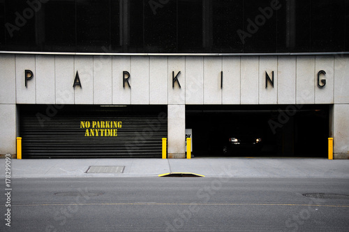car exiting from the parking garage in new york city