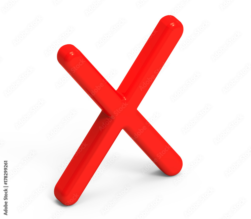 3D render red alphabet X 3D render red alphabet X