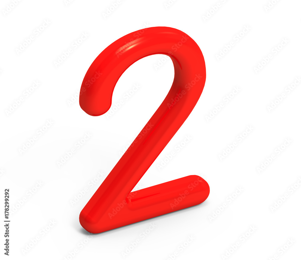 3D render red number 2 3D render red number 2