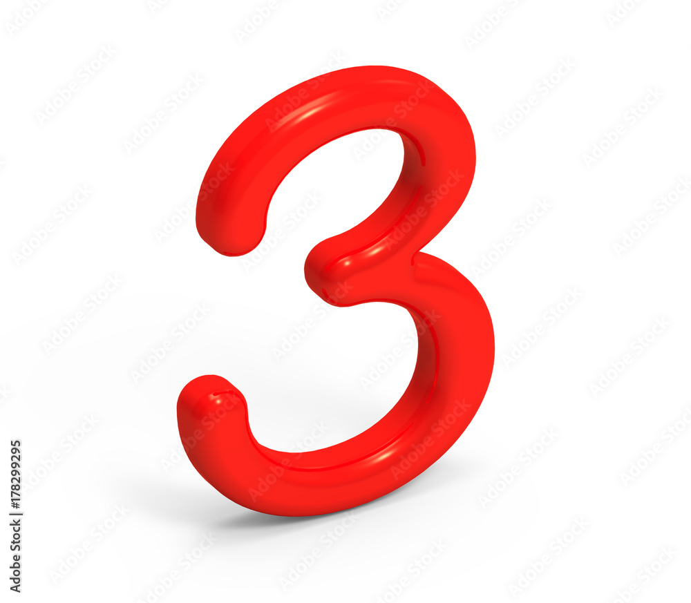 3D render red number 3 3D render red number 3