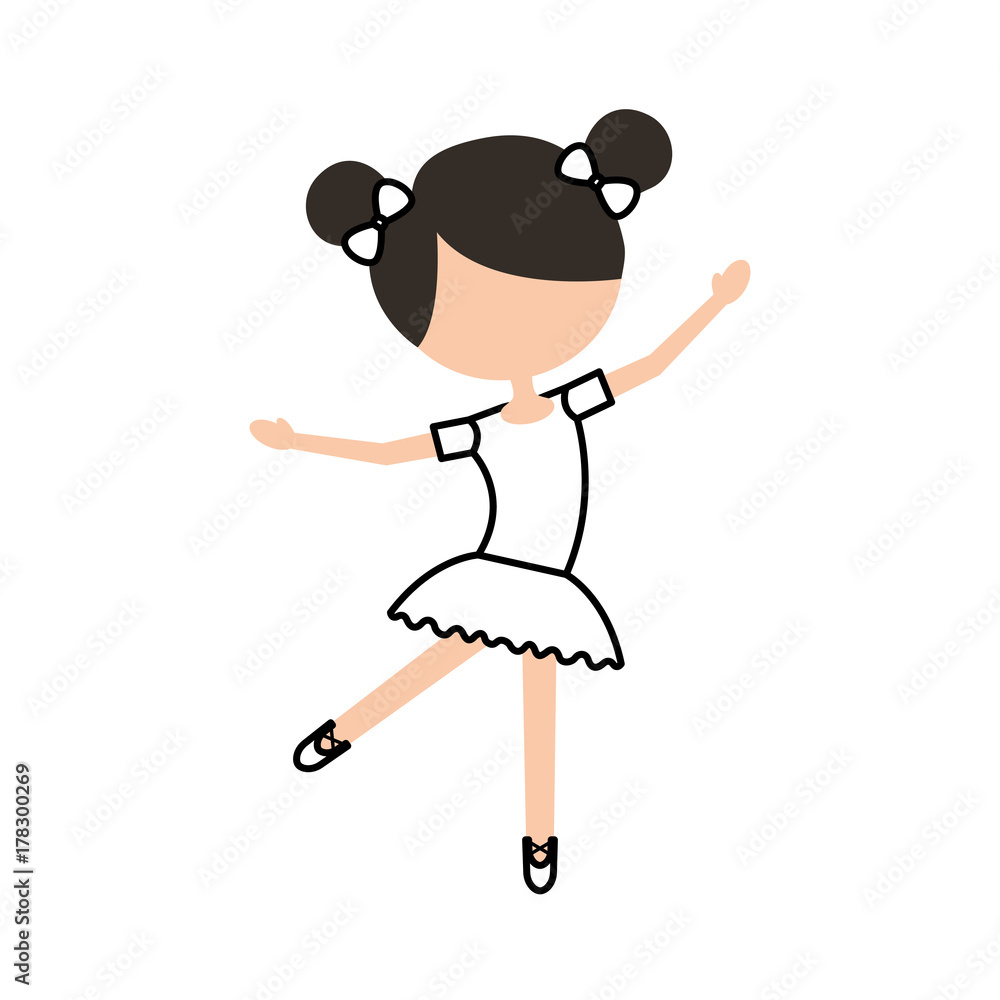 the little girl danced ballet with tutu dress and bun hair the little girl danced ballet with tutu dress and bun hair