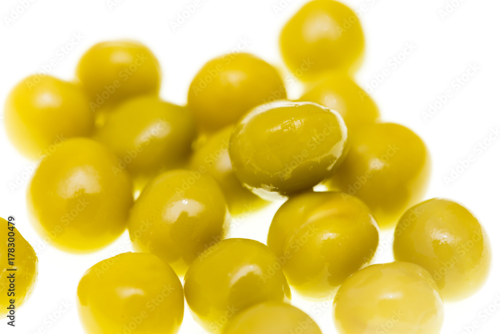 Marinated green peas on a white background Marinated green peas on a white background