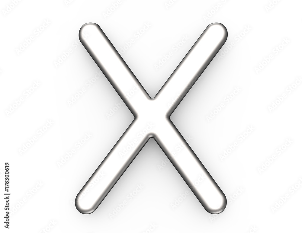 3D render metallic alphabet X 3D render metallic alphabet X