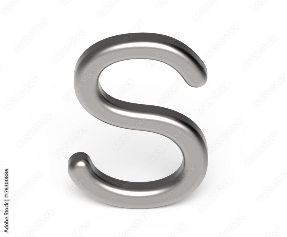 3D render metallic alphabet S