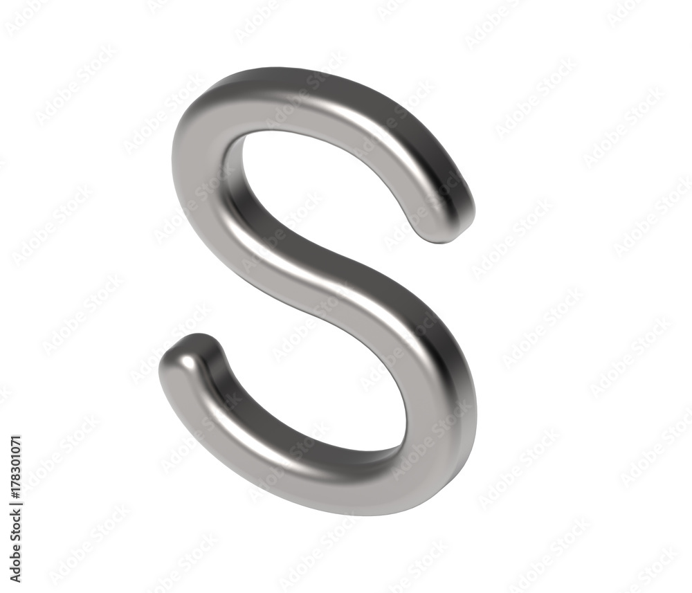 3D render metallic alphabet S 3D render metallic alphabet S