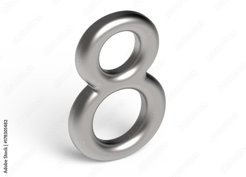 3D render metallic number 8 3D render metallic number 8