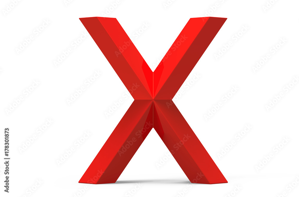 Obraz premium 3D render red beveled alphabet X