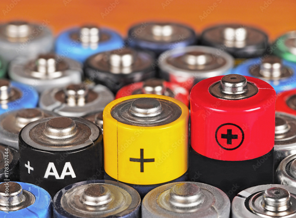 Alkaline battery AAA size with selective focus on single battery Alkaline battery AAA size with selective focus on single battery